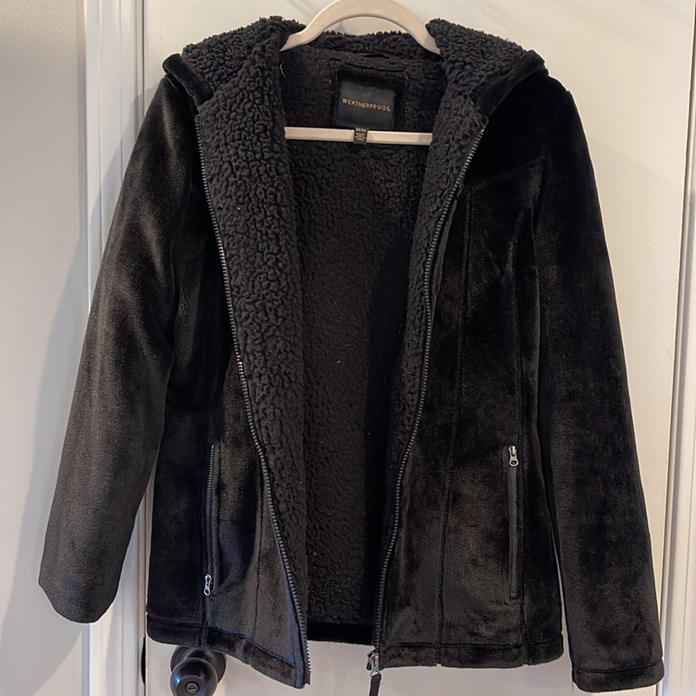 Women's Weatherproof Fleece Furry Zip Up Outerwear Jacket Size Medium - Picture 5 of 6